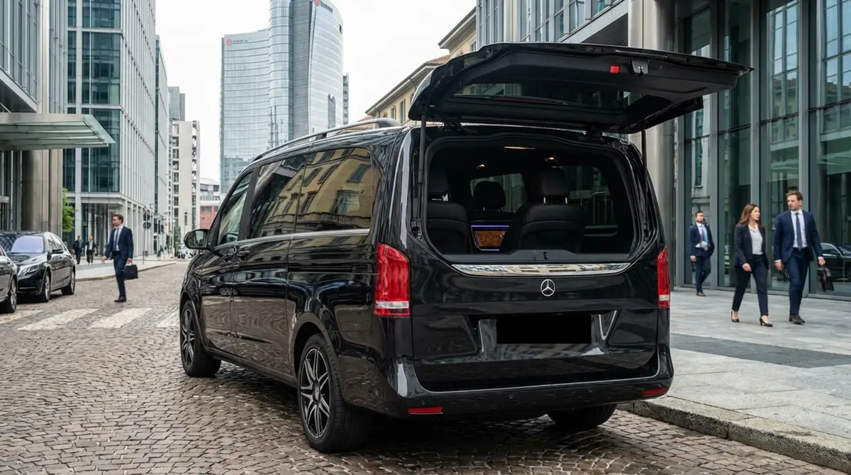 Mercedes V Class 2026, rear view — Priveo Cars, Europe