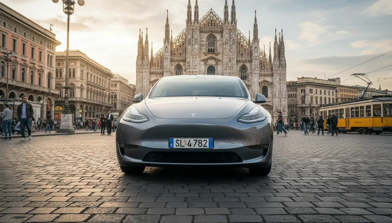 Tesla Model Y Long Range 2023, vista frontale — Priveo Cars, Europa. Tesla Model Y Long Range 2023